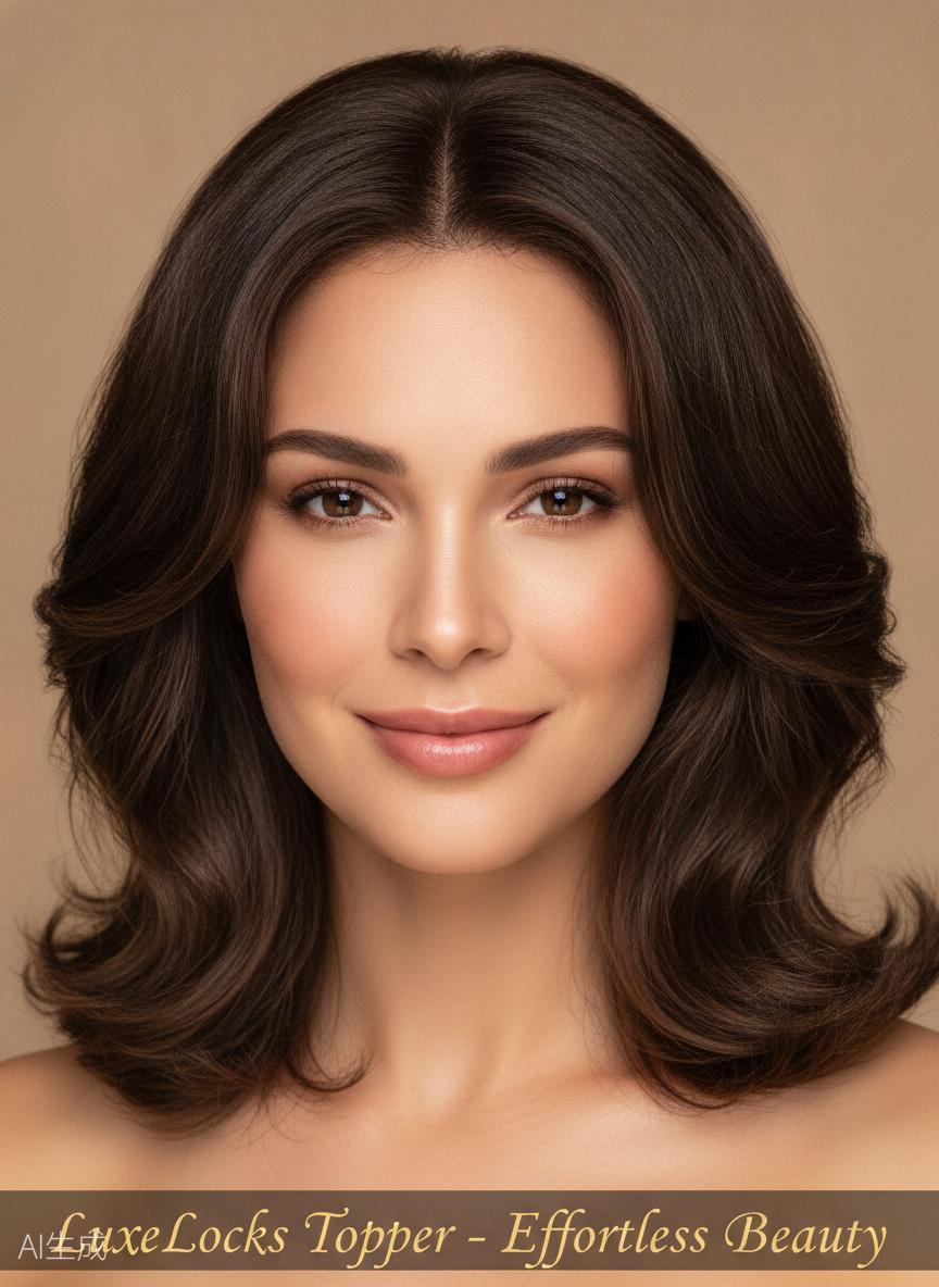 Woman wearing a natural-looking hair topper
