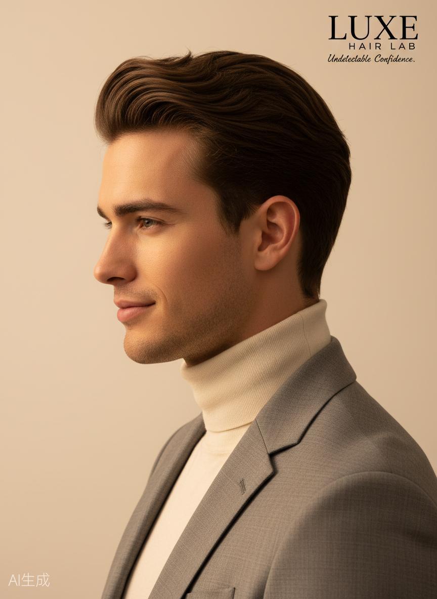 Model wearing a premium human hair system