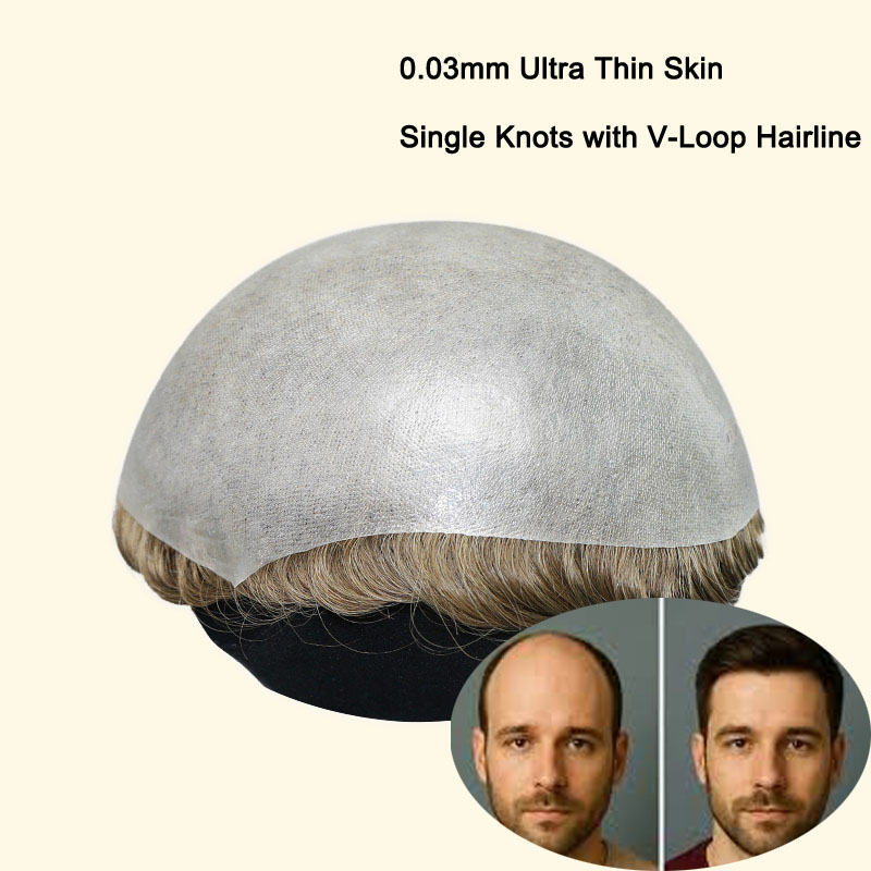 0.03mm Ultra Thin Skin Knots Wholesale Men's Hair T