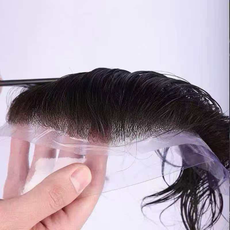 PU Frontal Hairline Bangs Natural  Men's Hair System
