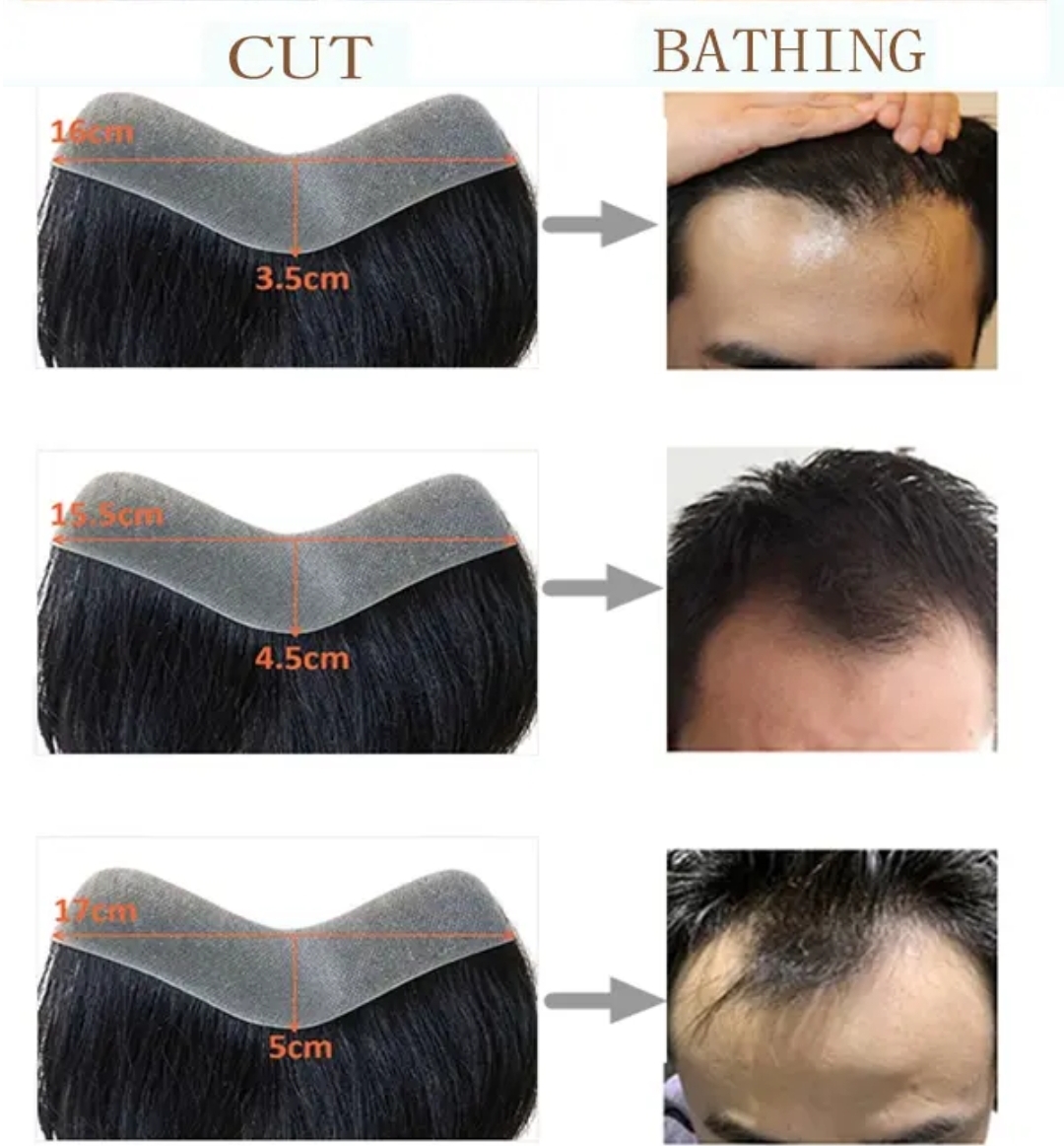 PU Frontal Hairline Bangs Natural  Men's Hair System — view 3