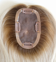 TXSL03 Mono Topper 3"x5" with Clips Remy Hair Women Topper